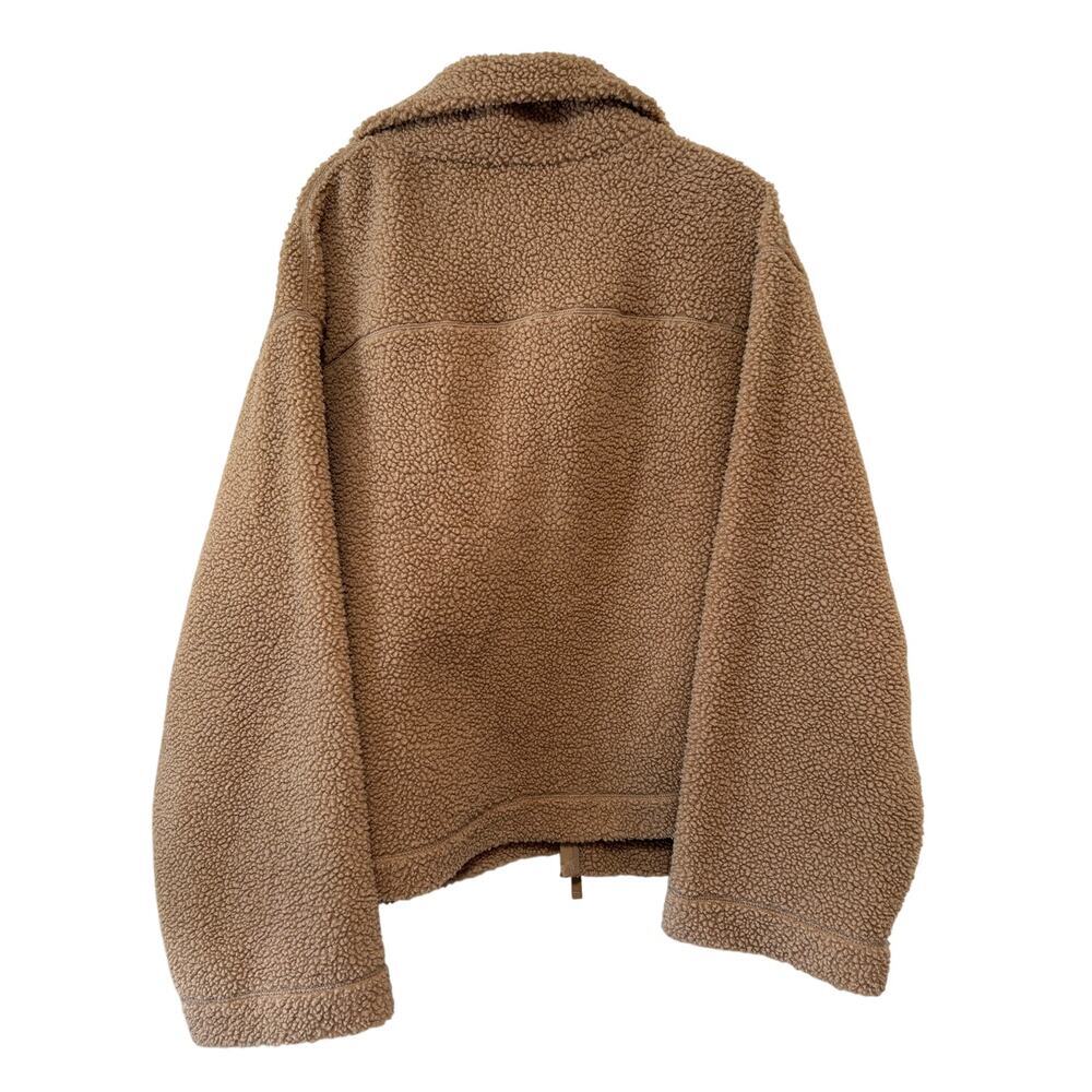H&M Teddy Fleece Jacket Women’s XXL Brown Full Zip Sherpa Oversized Cozy - Picture 10 of 11